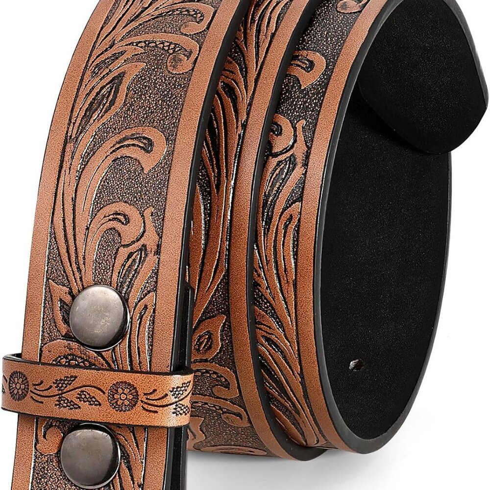 Men Women Western Belt Strap for Jeans Dress Cowboy Leather Belt Strap without B